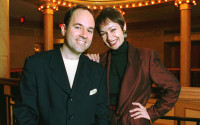 FILE - In this Jan. 8, 1998 file photo, composer Stephen Flaherty and lyricist Lynn Ahrens pose at New York's Ford Center for the Performing Arts, in New York. A musical stage adaptation of the 1997 animated musical film “Anastasia” will land on Broadway during the 2016-17 season and will reunite much of the creative team behind “Ragtime” _ book writer Terrence McNally, composer Stephen Flaherty and lyricist Lynn Ahrens. (AP Photo/Yukio Gion, File)