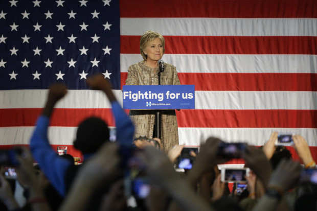Democratic presidential candidate Hillary Clinton speaks at a campaign event held at Los Angeles Southwest College on Saturday, April 16, 2016, in Los Angeles. (AP Photo/Jae C. Hong)