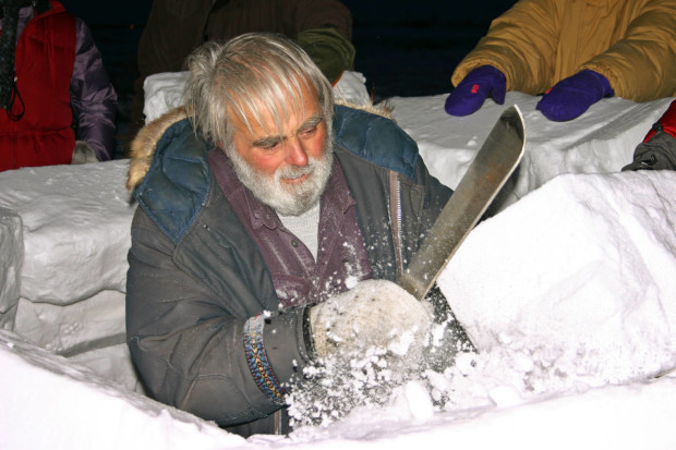 This undated photo provided by the Great Bear Foundation shows Chuck Jonkel, teaching students how to build an igloo in Churchill, Mont. Pioneering bear researcher and advocate Charles "Chuck" Jonkel died Tuesday, April 12, 2016, of natural causes at a Missoula, Mont., nursing home, his son Jamie Jonkel said. He was 85. Jonkel led the Border Grizzly Project shortly after the bears were placed under the protection of the Endangered Species Act in 1975. (Frank Tyro/Great Bear Foundation via AP)