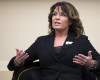 Sarah Palin speaks during a panel discussion before a preview of the film "Climate Hustle" on Capitol Hill, on Thursday, April 14, 2016, in Washington. Palin says voters won’t stand for it if Republican power brokers try to take the presidential nomination away from Donald Trump or Ted Cruz at the GOP convention this summer. (AP Photo/Evan Vucci)
