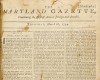 This photo provided by Bonhams shows a Maryland Gazette from 1754 that will be auctioned next week in New York.  The rare newspaper printing of a journal kept by a young George Washington and a small inscribed Bible carried by an American soldier during the Battle of Bunker Hill are among hundreds of historic documents being sold at a New York City auction.  (Courtesy of Bonhams via AP)