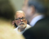 Jack McCullough looks to the back of the DeKalb County courtroom between Maria Ridulph's sister Pat Quinn, left, and brother Charles Ridulph, right, during the hearing on Friday, April 15, 2016 in Sycamore, Ill. McCullough who a prosecutor says was wrongly convicted in the 1957 killing of an Illinois schoolgirl was released Friday shortly after a judge vacated his conviction, meaning that one of the oldest cold cases to be tried in U.S. history has officially gone cold again. (Danielle Guerra/Daily Chronicle via AP) MANDATORY CREDIT; CHICAGO TRIBUNE OUT