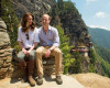 Britain's Prince William and Kate Duchess of Cambridge pose for photo during their hike to the Tiger's Nest Monastery, near Paro, Bhutan, Friday April 15, 2016, during day six of the Royal tour to India and Bhutan. (Joe Giddens/PA via AP) UNITED KINGDOM OUT