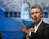 Robert Bigelow, founder and president of Bigelow Aerospace, speaks at a news conference at the Kennedy Space Center in Cape Canaveral, Fla., Thursday, April 7, 2016. The company will be leading an experiment on placing the first inflatable room at the International Space Station. (AP Photo/John Raoux)