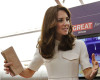 Britain's Kate, the Duchess of Cambridge, participates in an event on young entrepreneurs in Mumbai, India, Monday, April 11, 2016. The Duke and Duchess of Cambridge are on a weeklong visit to India, their first royal tour in two years. (Danish Siddiqui/Pool Photo via AP)