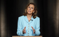 In this photo taken May 8, 2014, Katie McGinty speaks during a Pennsylvania Democratic Gubernatorial Primary Debate in Philadelphia. On the sidelines in the 2016 presidential race, Obama is putting himself at the center of his party’s campaigns in Congress, state legislatures, and even mayoral races. He’s taking sides in contested primaries and raising dollars while preparing to campaign in person for Democrats in the fall.  (AP Photo/Matt Slocum)