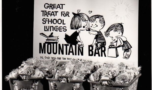 In-story display promoting Mountain Bars for school lunches, circa 1960s. (Brown & Haley)...