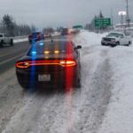 A truck spun out on a north Washington freeway, Monday, Feb. 11, 2019. (Washington State Patrol)