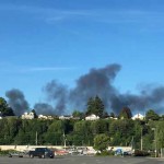 Smoke from a third-alarm fire at an Everett recycling center was visible for miles Saturday evening. (MyNorthwest)