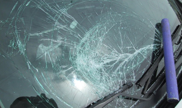 An attack on a Washington State Patrol trooper on I-5 in Seattle last week left the windshield dama...