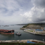
              The Malta flagged cargo ship named Baroque, a post-Panamax vessel, arrives to the Agua Clara locks on a test of the newly expanded Panama Canal in Agua Clara, Panama. Castillo)
            