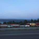A plume of smoke stretches across Everett to Kirkland. (MyNorthwest)