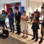 Passengers were greeted by students playing the blues in Cleveland. (Dave Ross/KIRO Radio)