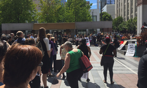 Protesters with the Seattle affiliate of the Coalition to Stop Police Brutality started gathering a...