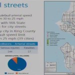 Members of the Seattle Department of Transportation presented these slides to the council to explain the move to reduce speed limits in town. (Seattle Channel)
