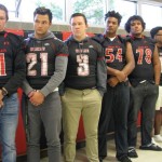 Football players with Archbishop Murphy in Everett held a press conference after a third rival team forfeited a game days in advance. (Chris Sullivan, KIRO Radio)
