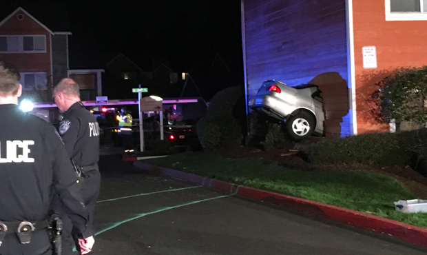 One person was killed after a vehicle smashed through an apartment in Kent. (Kent Police Department...