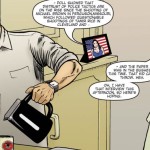 The beginning of the Donald Trump comic book shows and undecided voter in a red state. (Storm Entertainment) 