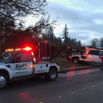A vehicle is pulled back onto the road after crashing Wednesday morning. (Snohomish Sheriff)