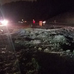 Debris from a mudslide that blocked all westbound lanes of I-90 in Issaquah Thursday morning damaged multiple vehicles. (WSP)