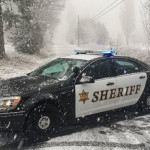 The snow was coming down heavily in some areas of Snohomish County, including Sultan. (Snohomish Sheriff's Office)