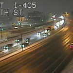 I-405 was relatively clear after an overnight snow storm. (WSDOT)