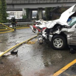 An SUV and pickup truck were involved in the crash. (WSP)