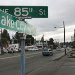 The intersection of what’s now Lake City Way and NE 85th Street was the southern end of the Victory Highway, named in honor of the victory in World War I.  (Photo by Feliks Banel)