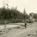 Road construction of Victory Way and Victory Highway probably looked something like this circa 1926 photo of construction at the King-Snohomish county line.  Courtesy Washington State Archives.