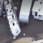 Several RVs were tipped over by strong wind in Monroe Thursday morning. The National Weather Service said there wasn't enough information to call it a tornado. (KIRO 7)