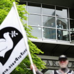 Veterans against war kick off May Day demonstrations in Seattle, Wash., on May 1 2017. (Photo by Alex Milan Tracy via AP) 