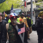 Pro-Trump marchers in Seattle on May Day 2017. (Josh Kerns, KIRO Radio)