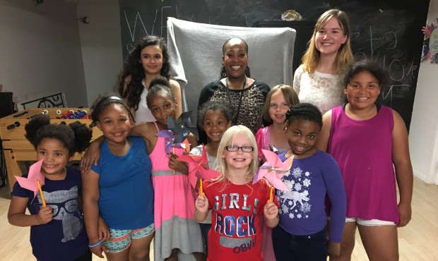 Mary's Place's 1st Girl Scout troop after their Wednesday evening meeting. (Photo by Rachel Belle)...