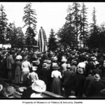 The statue was originally unveiled at the Alaska-Yukon-Pacific Exposition on the UW campus on September 10, 1909.  (Courtesy MOHAI)