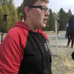 
              Michael Harper, 15, a sophomore at Freeman High School, speaks to reporters Wednesday, Sept. 13, 2017, in Rockfort, Wash. Authorities say a shooter opened fire at the school, killing one and wounding three. The suspect was in custody. (AP Photos/Nicholas K. Geranios)
            
