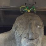 A Limebike parked on top of Seattle's Fremont Troll. (SDOT)
