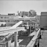 Monorail. Downtown Station with Train. [Westlake Station], March 1962.  (Engineering Department Photographic Negatives)
