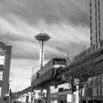 Seattle World's Fair 1962. Monorail & Space Needle. Pana-vue Slide, 1962. (Engineering Department Photographic Negatives)