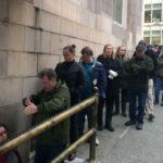 The line around the block.  (Photo by Dan Delong)