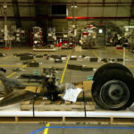 One of the larger pieces of recovered debris is Columbia’s nose gear, shown here with tires still intact. (NASA photo)