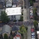 Roosevelt High School students march from campus to UW on Wednesday to protest gun violence. (King County Sheriff's Office)