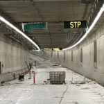 The northbound lanes inside the SR 99 tunnel under Seattle. (Chris Sullivan, KIRO Radio)