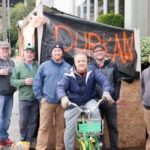 Dori and his listeners built a sidewalk office on Tuesday morning to see if the city treats him the same way it treats the downtown homeless population. (MyNorthwest)