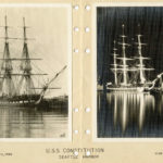 From a sailor’s scrapbook, the USS Constitution, Seattle Harbor, 10:00 AM June 11, 1933 and 11:00 PM June 14, 1933, by C. B. Corey. ( USS Constitution Museum Collection)