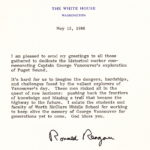 President Ronald Reagan was invited to the 1986 Vancouver monument dedication; he sent his regrets but also words of encouragement to the McClure Middle School students of Michael Kemp-Slaughter. (James Kemp-Slaughter)