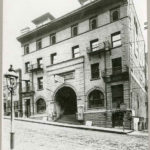 President Theodore Roosevelt addressed an evening event in the old Grand Opera House on Cherry Street between First Avenue and Second Avenue; the building still stands, but was converted to a parking garage nearly 100 years ago. (MOHAI)