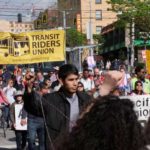 The Transit Riders Union at May Day 2018 in Seattle. (Matt Pitman, KIRO Radio)