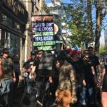 Conservative groups Patriot Prayer and the Proud Boys at May Day 2018 in Seattle. (Hanna Scott, KIRO Radio)