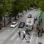 SDOT says activists created a "temporary protected bike lane" Friday morning. (SDOT)