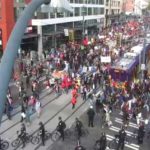 Workers rights marchers move through downtown Seattle on May Day 2018. (SDOT)